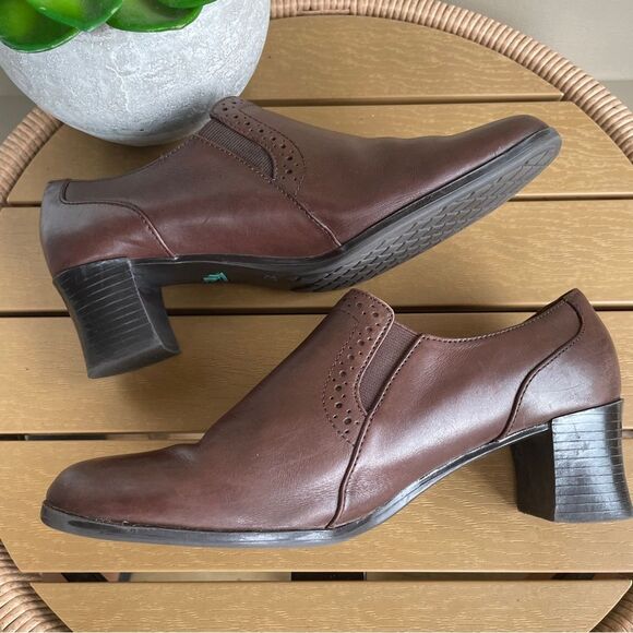 Vintage Thom McAn Brown Leather‎ Slip-on Bootie Women’s 8.5W Retro Block Heel - Picture 5 of 11
